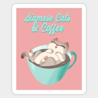 Siamese Cats and Coffee kawaii cute coffee mug Sticker